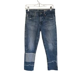 AG-ED Denim Jeans (Adriano Goldschmied) Ex-Boyfriend Slim Slouchy Patchwork 24"